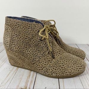 Toms Tan Leopard Print Ankle Booties